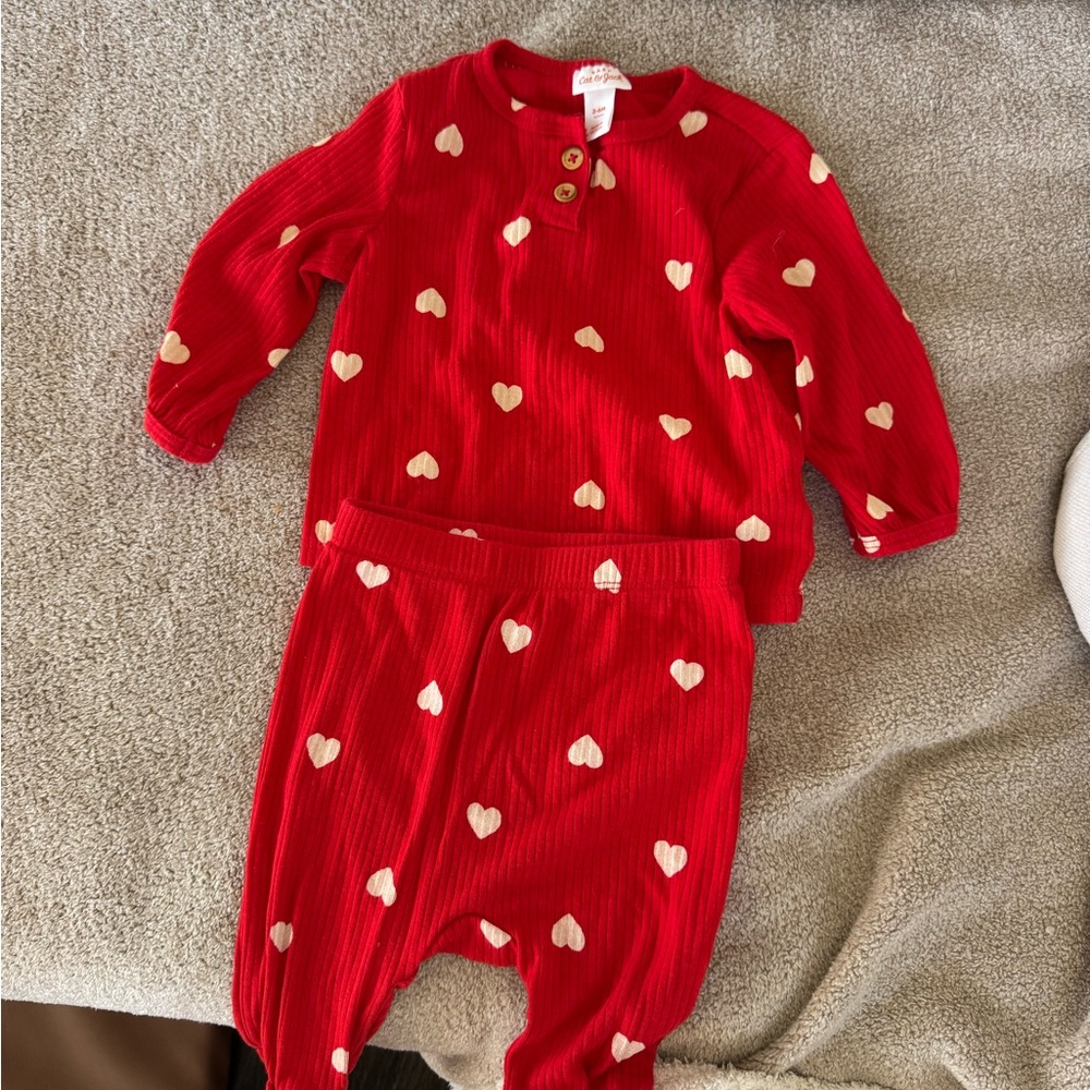 Carters Matching Hearts Set, 3-6mo